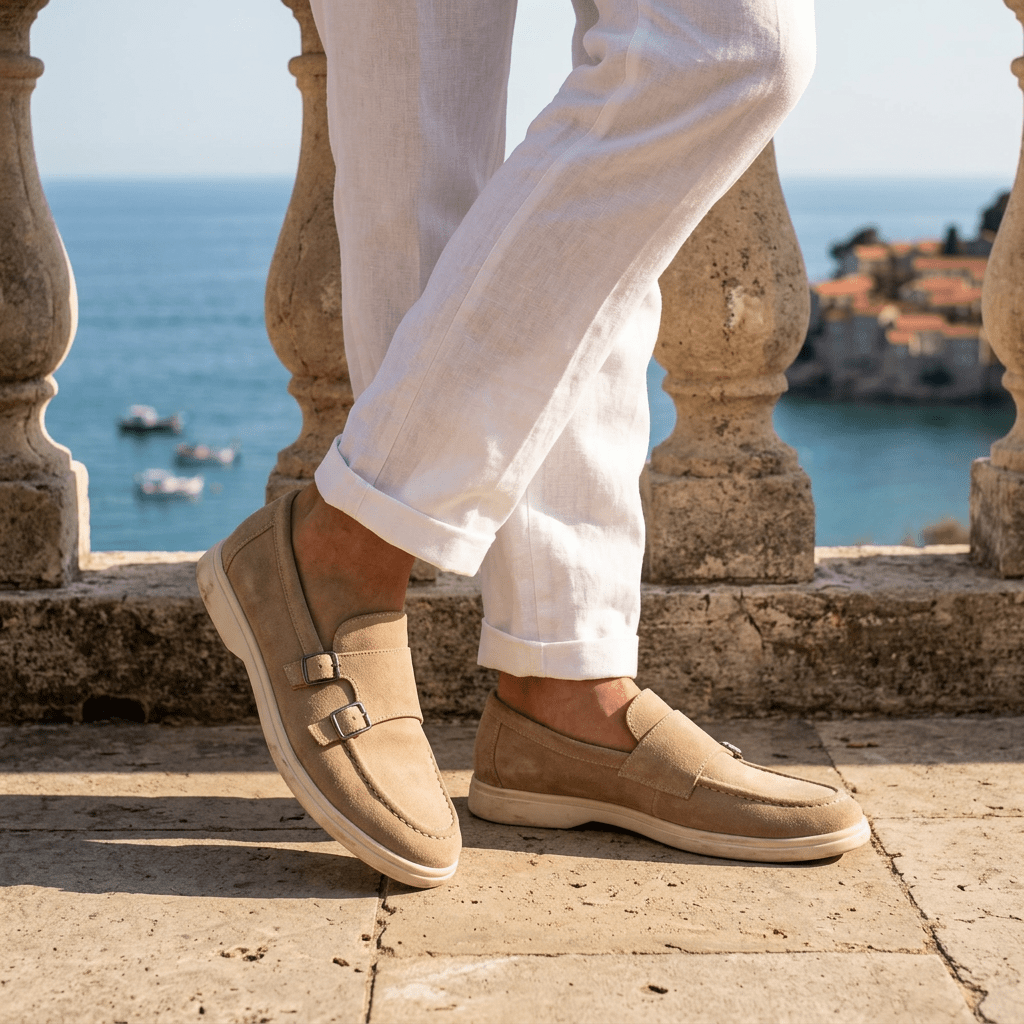 Rowan Slip-On Suede Double-Buckle Loafers for All-Day Wear - The Southern AtelierSKU_1791063913217_789