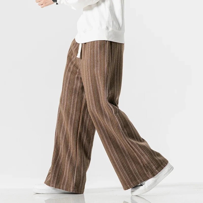Rowan Striped Relaxed Wide-Leg Trousers in Lightweight, Breathable Fabric with Drawstring Waist for All-Day Comfort - The Southern AtelierSKU_1791063383610_391