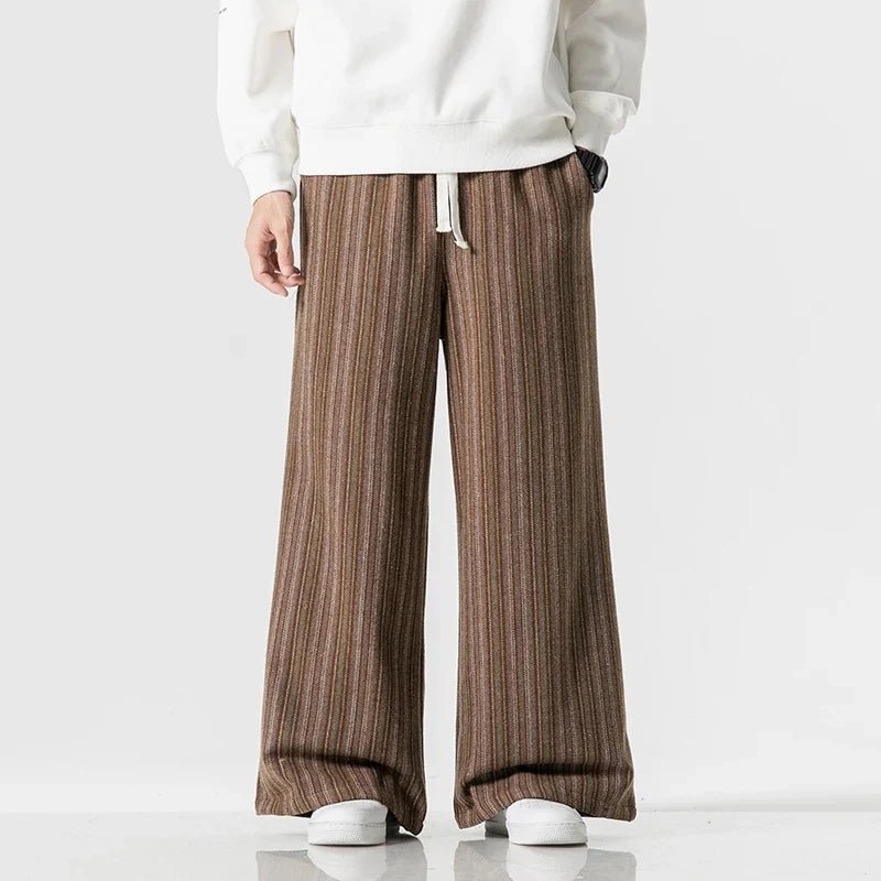 Rowan Striped Relaxed Wide-Leg Trousers in Lightweight, Breathable Fabric with Drawstring Waist for All-Day Comfort - The Southern AtelierSKU_1791063383610_391