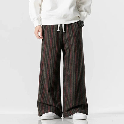 Rowan Striped Relaxed Wide-Leg Trousers in Lightweight, Breathable Fabric with Drawstring Waist for All-Day Comfort - The Southern AtelierSKU_1791063383610_880