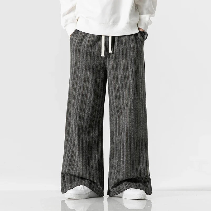 Rowan Striped Relaxed Wide-Leg Trousers in Lightweight, Breathable Fabric with Drawstring Waist for All-Day Comfort - The Southern AtelierSKU_1791063383610_910