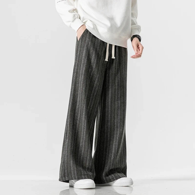 Rowan Striped Relaxed Wide-Leg Trousers in Lightweight, Breathable Fabric with Drawstring Waist for All-Day Comfort - The Southern AtelierSKU_1791063383610_910