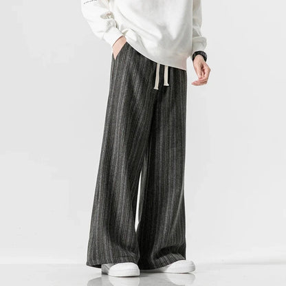 Rowan Striped Relaxed Wide-Leg Trousers in Lightweight, Breathable Fabric with Drawstring Waist for All-Day Comfort - The Southern AtelierSKU_1791063383610_910