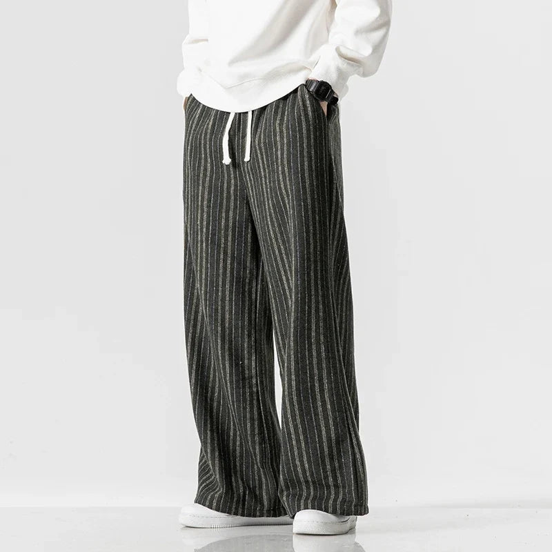 Rowan Striped Relaxed Wide-Leg Trousers in Lightweight, Breathable Fabric with Drawstring Waist for All-Day Comfort - The Southern AtelierSKU_1791063383610_913