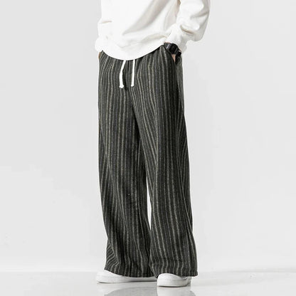 Rowan Striped Relaxed Wide-Leg Trousers in Lightweight, Breathable Fabric with Drawstring Waist for All-Day Comfort - The Southern AtelierSKU_1791063383610_913