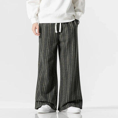 Rowan Striped Relaxed Wide-Leg Trousers in Lightweight, Breathable Fabric with Drawstring Waist for All-Day Comfort - The Southern AtelierSKU_1791063383610_913
