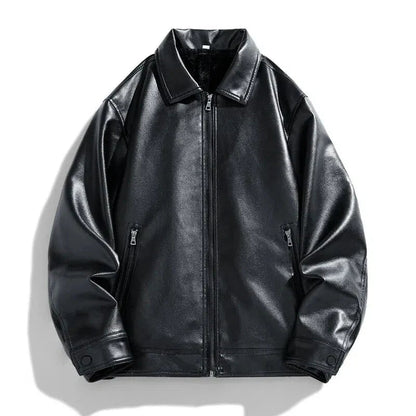 Rowan Vegan Leather Bomber Jacket with Zip Front and Snap Cuffs - The Southern AtelierSKU_1791063305818_442