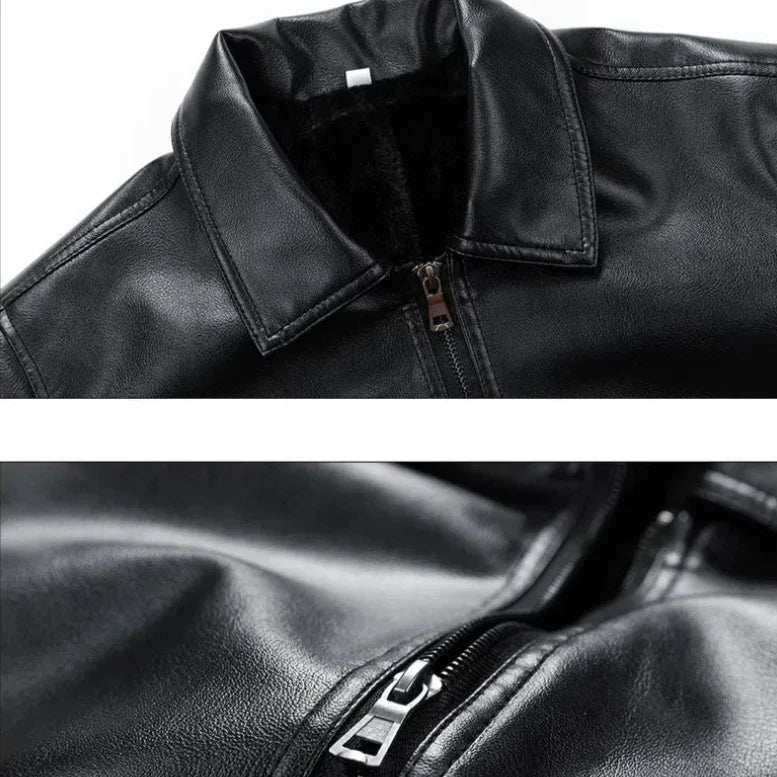 Rowan Vegan Leather Bomber Jacket with Zip Front and Snap Cuffs - The Southern AtelierSKU_1791063305818_442