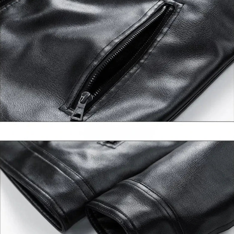 Rowan Vegan Leather Bomber Jacket with Zip Front and Snap Cuffs - The Southern AtelierSKU_1791063305818_442