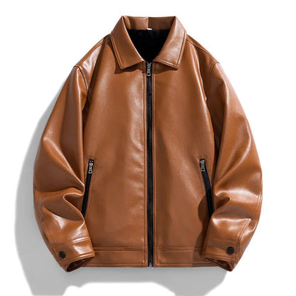 Rowan Vegan Leather Bomber Jacket with Zip Front and Snap Cuffs - The Southern AtelierSKU_1791063305818_487