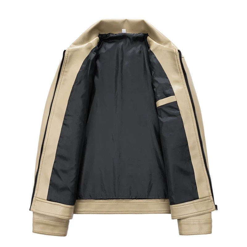 Rowan Vegan Leather Bomber Jacket with Zip Front and Snap Cuffs - The Southern AtelierSKU_1791063305818_582