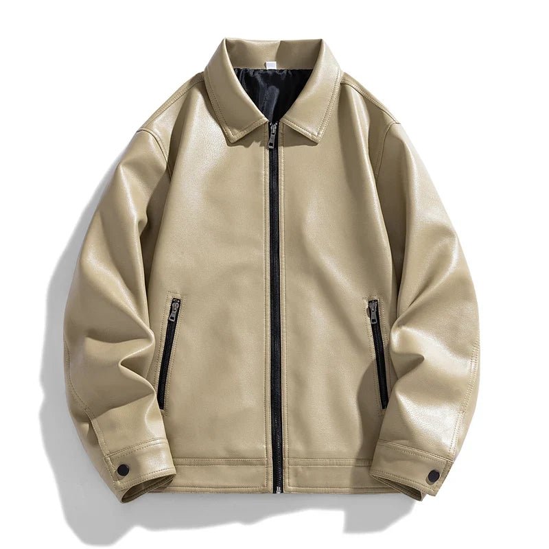 Rowan Vegan Leather Bomber Jacket with Zip Front and Snap Cuffs - The Southern AtelierSKU_1791063305818_582