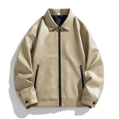 Rowan Vegan Leather Bomber Jacket with Zip Front and Snap Cuffs - The Southern AtelierSKU_1791063305818_582