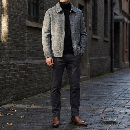 Rowan Wool-Blend Knit Relaxed Fit Full-Zip Jacket with Soft Lining for Autumn-to-Winter Layering - The Southern AtelierSKU_1791062445444_789