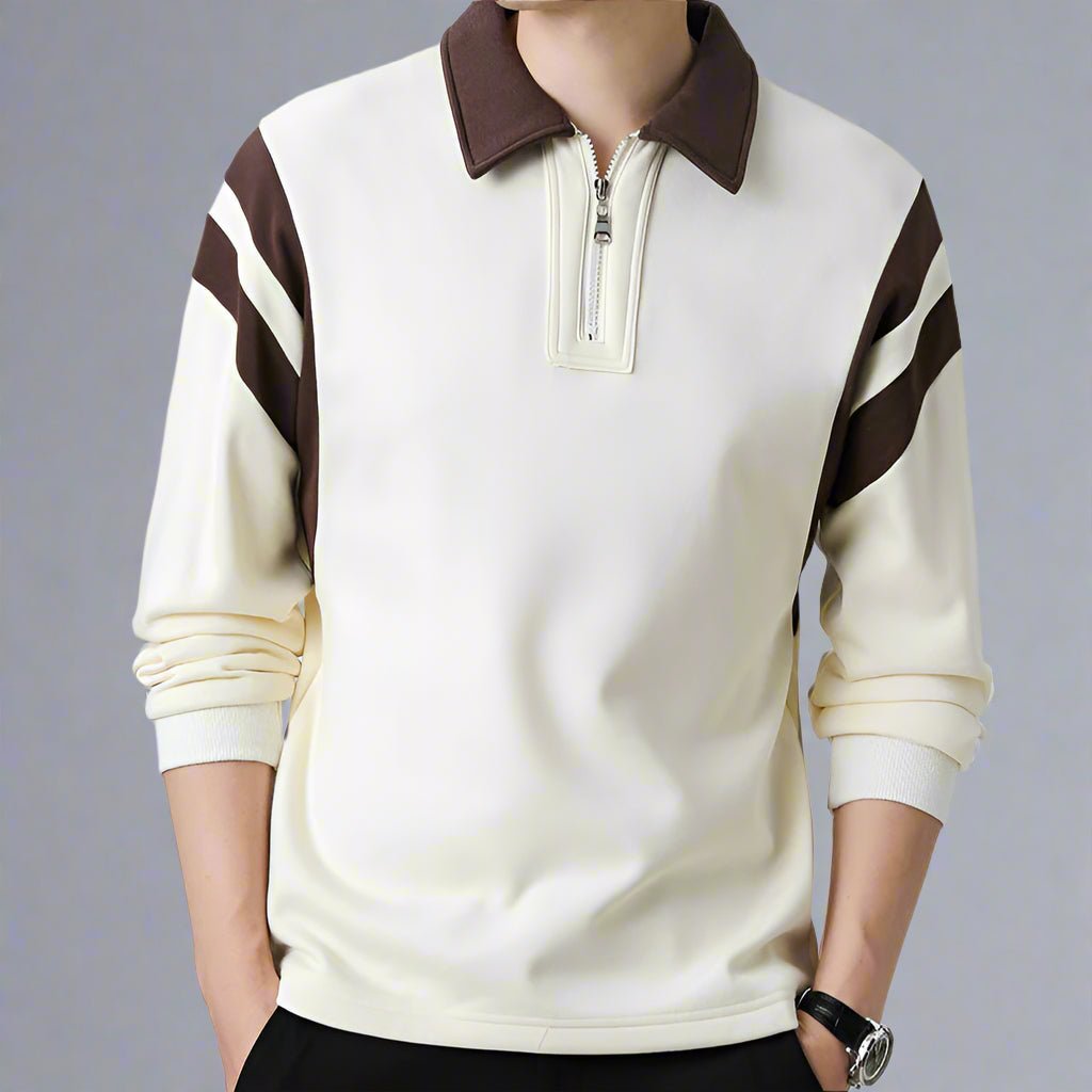 Rowan Zip-Front Long-Sleeve Polo in Soft Breathable Cotton Blend for Comfortable Everyday Wear - The Southern AtelierSKU_1791063463391_685