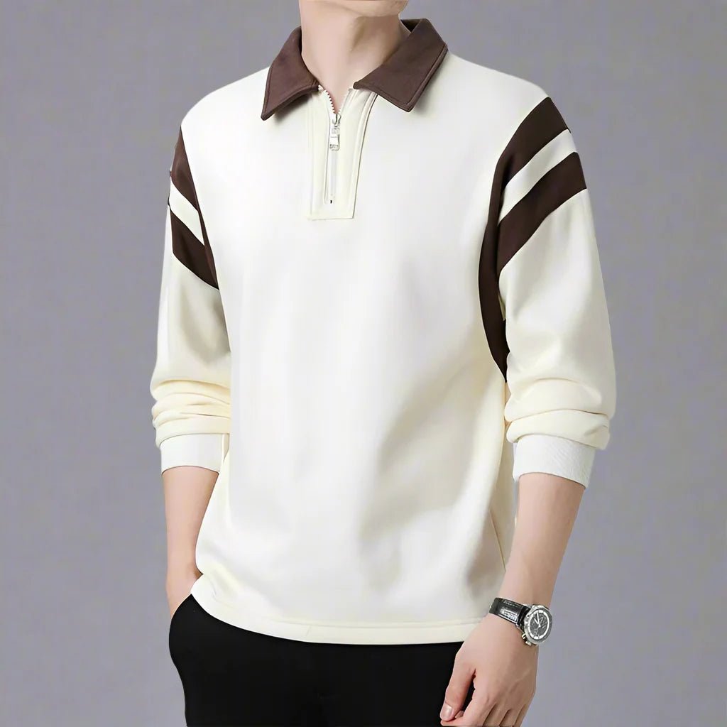 Rowan Zip-Front Long-Sleeve Polo in Soft Breathable Cotton Blend for Comfortable Everyday Wear - The Southern AtelierSKU_1791063463391_685