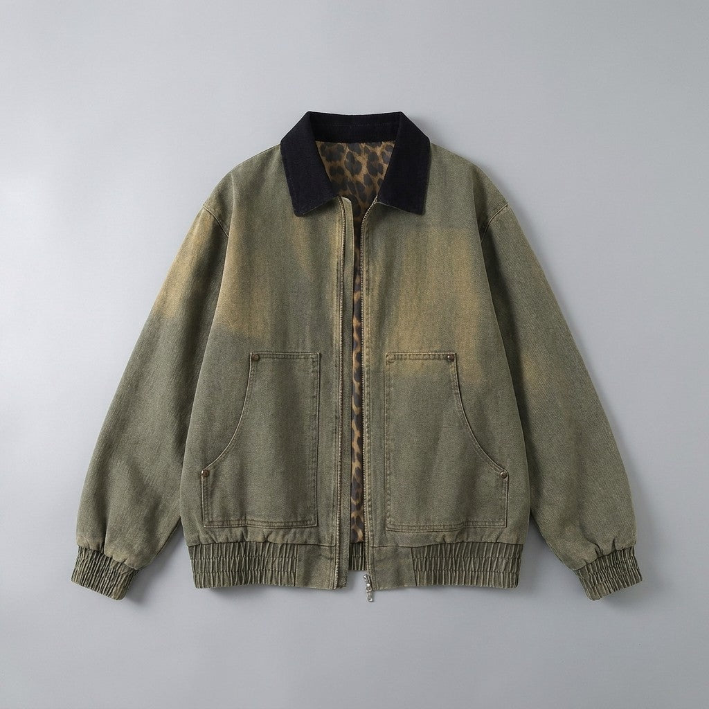 Rowan Zip-Front Workwear Jacket in Heavy-Duty Cotton with Vintage Wash for City Layering - The Southern AtelierSKU_1791063872546_543