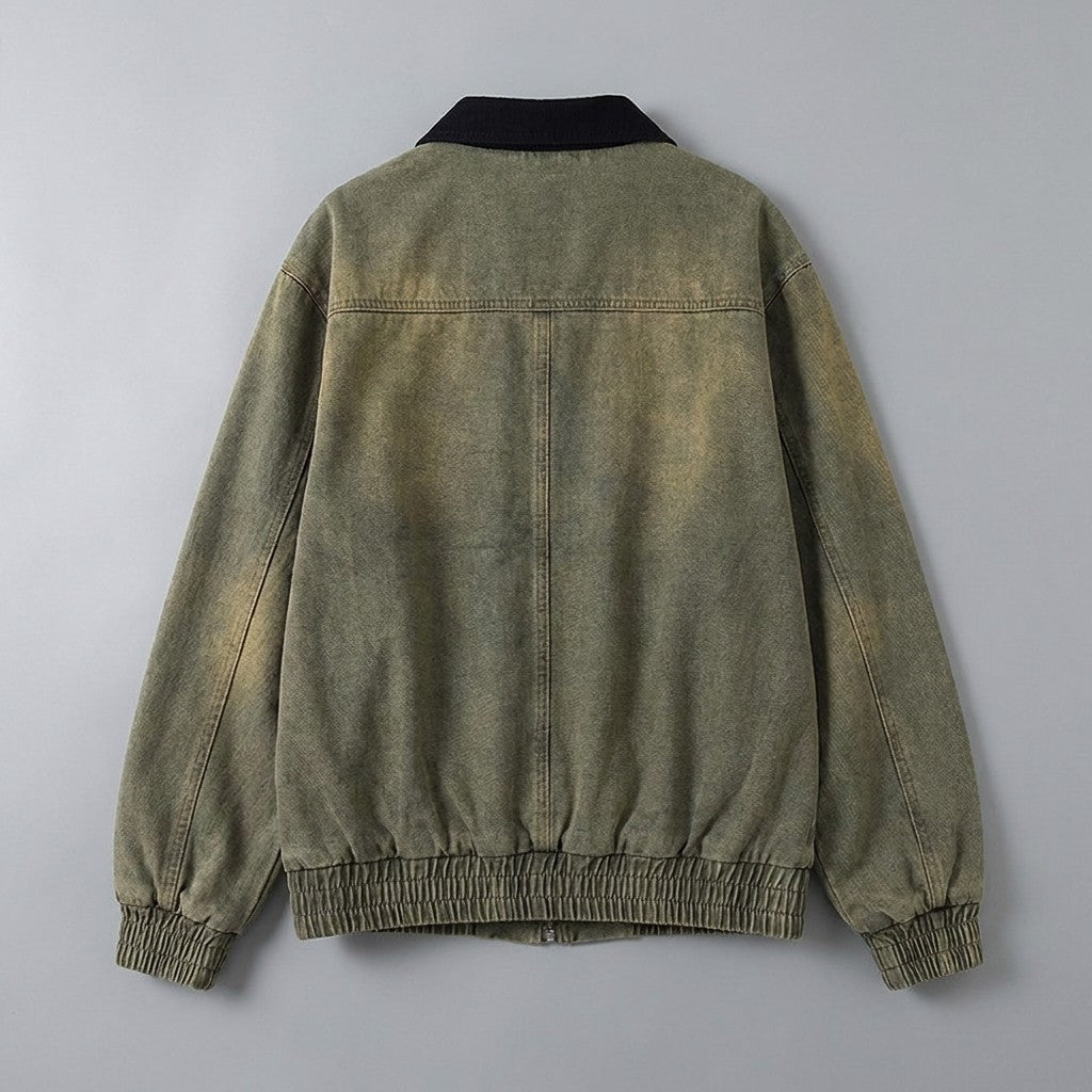Rowan Zip-Front Workwear Jacket in Heavy-Duty Cotton with Vintage Wash for City Layering - The Southern AtelierSKU_1791063872546_543