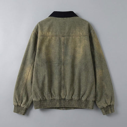 Rowan Zip-Front Workwear Jacket in Heavy-Duty Cotton with Vintage Wash for City Layering - The Southern AtelierSKU_1791063872546_543