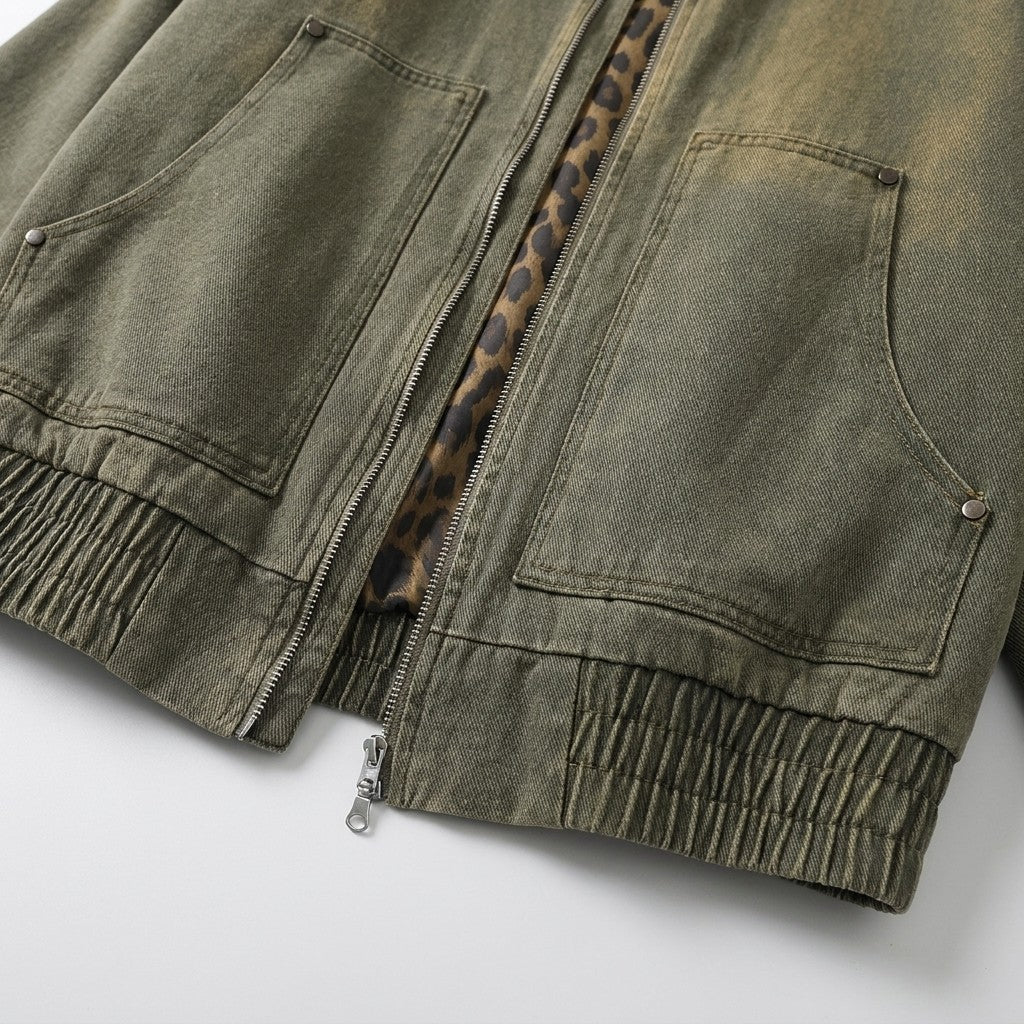 Rowan Zip-Front Workwear Jacket in Heavy-Duty Cotton with Vintage Wash for City Layering - The Southern AtelierSKU_1791063872546_543