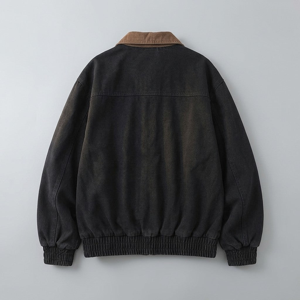 Rowan Zip-Front Workwear Jacket in Heavy-Duty Cotton with Vintage Wash for City Layering - The Southern AtelierSKU_1791063872546_775