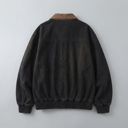 Rowan Zip-Front Workwear Jacket in Heavy-Duty Cotton with Vintage Wash for City Layering - The Southern AtelierSKU_1791063872546_775