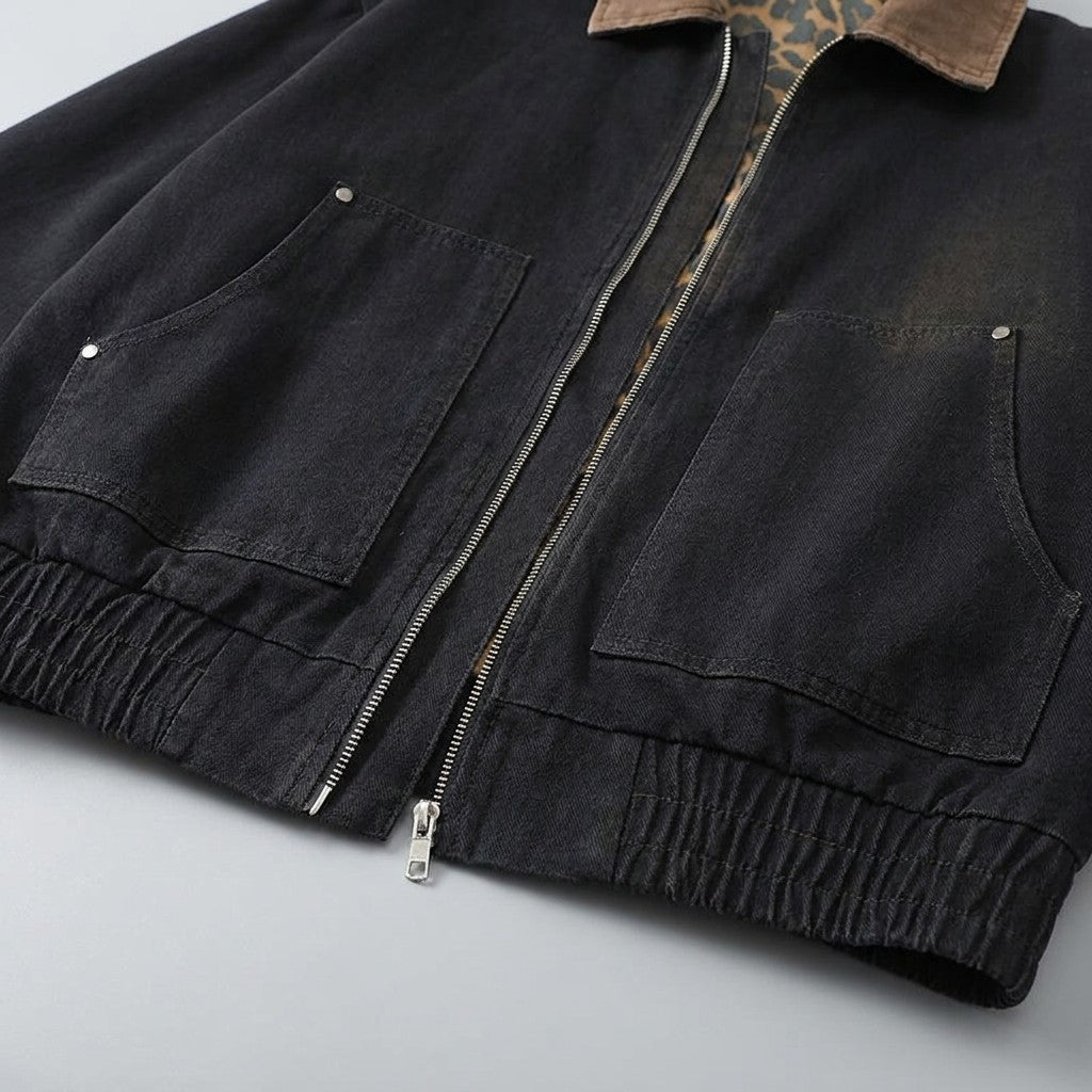 Rowan Zip-Front Workwear Jacket in Heavy-Duty Cotton with Vintage Wash for City Layering - The Southern AtelierSKU_1791063872546_775