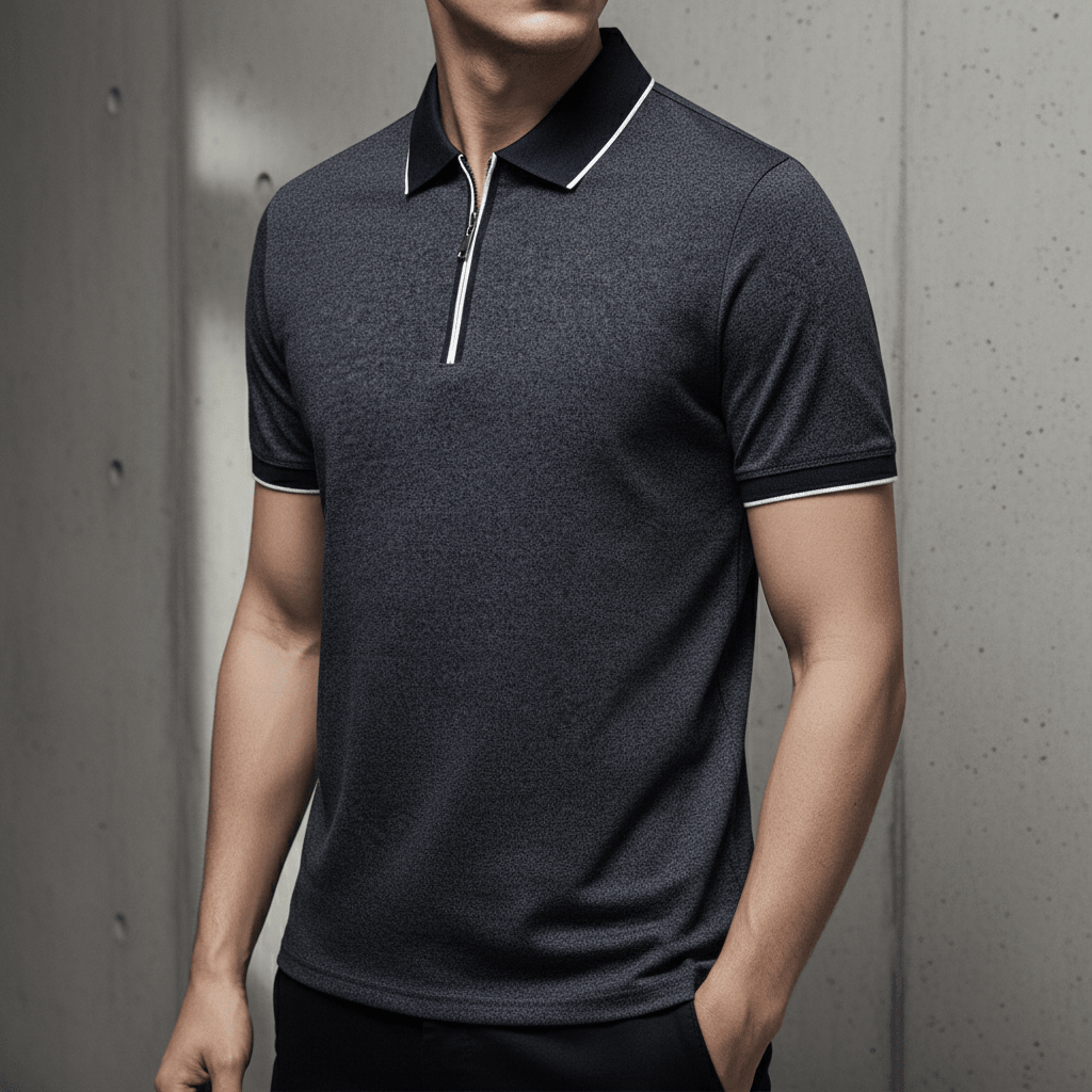 Rowan Zip Polo in Breathable 4-Way Stretch Cotton Blend with Moisture Wicking and Tailored Fit - The Southern AtelierSKU_1791062794244_47