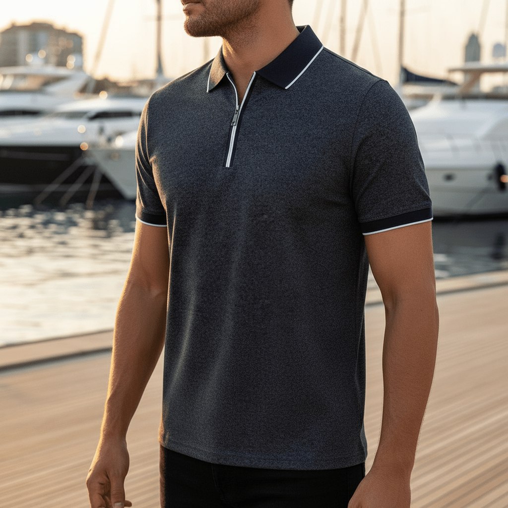 Rowan Zip Polo in Breathable 4-Way Stretch Cotton Blend with Moisture Wicking and Tailored Fit - The Southern AtelierSKU_1791062794244_47