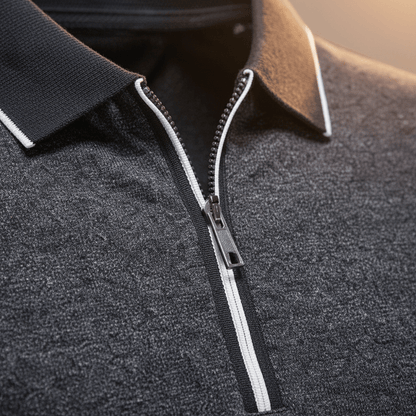 Rowan Zip Polo in Breathable 4-Way Stretch Cotton Blend with Moisture Wicking and Tailored Fit - The Southern AtelierSKU_1791062794244_47