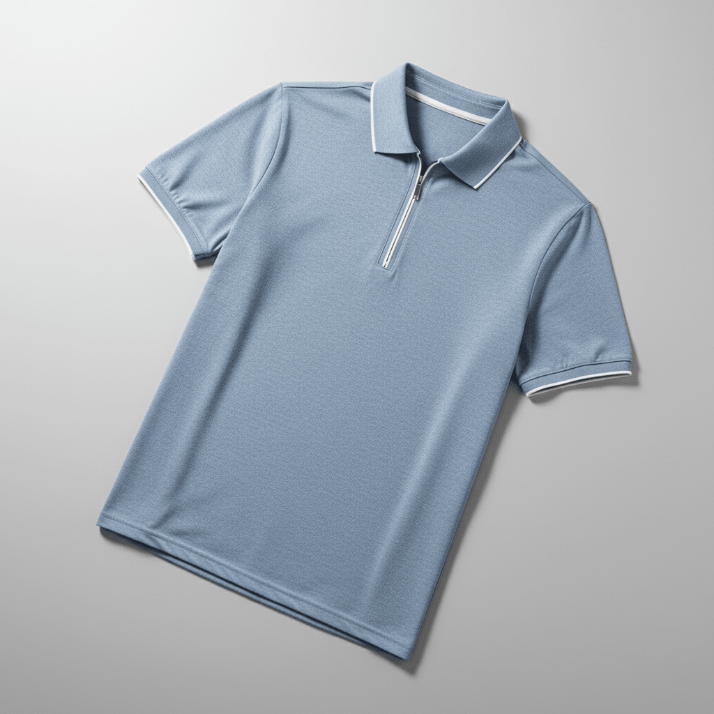 Rowan Zip Polo in Breathable 4-Way Stretch Cotton Blend with Moisture Wicking and Tailored Fit - The Southern AtelierSKU_1791062794245_676