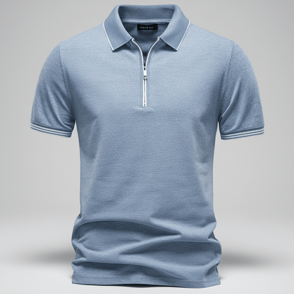 Rowan Zip Polo in Breathable 4-Way Stretch Cotton Blend with Moisture Wicking and Tailored Fit - The Southern AtelierSKU_1791062794245_676