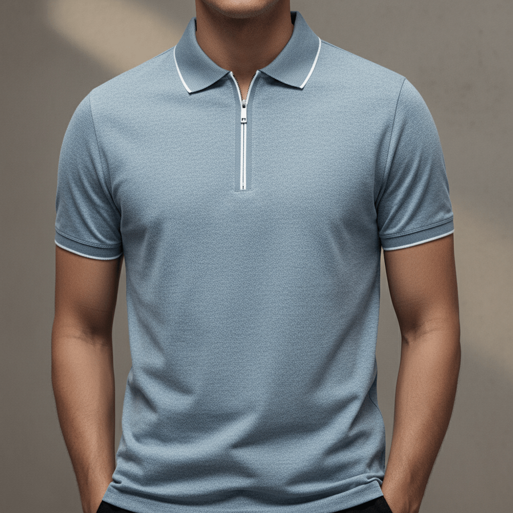 Rowan Zip Polo in Breathable 4-Way Stretch Cotton Blend with Moisture Wicking and Tailored Fit - The Southern AtelierSKU_1791062794245_676