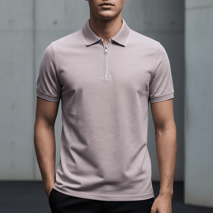 Rowan Zip Polo in Breathable 4-Way Stretch Cotton Blend with Moisture Wicking and Tailored Fit - The Southern AtelierSKU_1791062794245_769