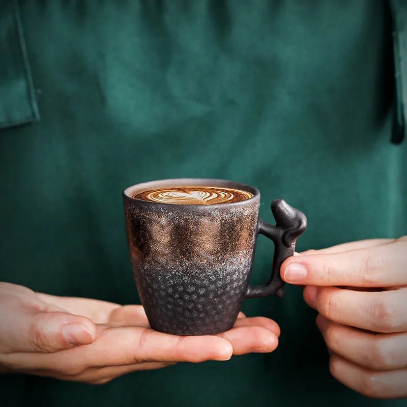 Scout Espresso Mug in Handcrafted Porcelain with Textured Exterior and Dog-Themed Handle, 80 mL Capacity - The Southern AtelierSKU_1791063492435_10