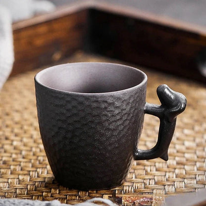 Scout Espresso Mug in Handcrafted Porcelain with Textured Exterior and Dog-Themed Handle, 80 mL Capacity - The Southern AtelierSKU_1791063492435_439