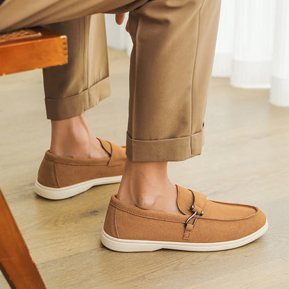 Seabrook Suede Slip-On Loafers with Cushioned Insole and Hook-Detail Strap - The Southern AtelierSKU_1791064156722_353