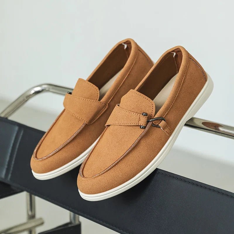 Seabrook Suede Slip-On Loafers with Cushioned Insole and Hook-Detail Strap - The Southern AtelierSKU_1791064156722_353