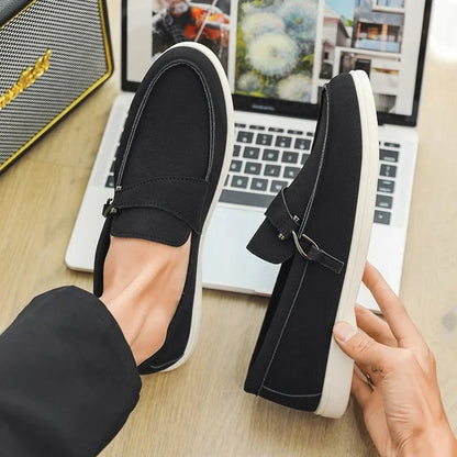 Seabrook Suede Slip-On Loafers with Cushioned Insole and Hook-Detail Strap - The Southern AtelierSKU_1791064156722_418