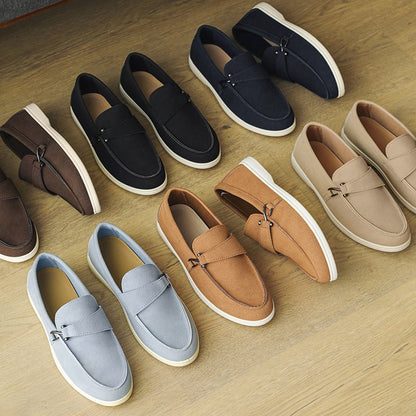 Seabrook Suede Slip-On Loafers with Cushioned Insole and Hook-Detail Strap - The Southern AtelierSKU_1791064156722_418