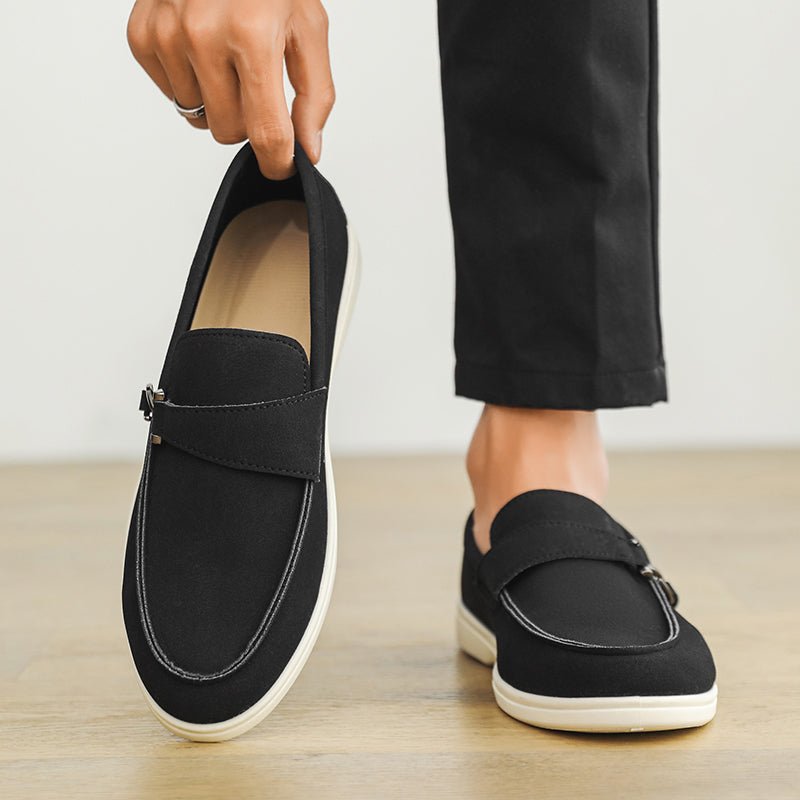 Seabrook Suede Slip-On Loafers with Cushioned Insole and Hook-Detail Strap - The Southern AtelierSKU_1791064156722_418