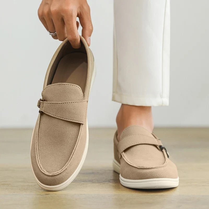 Seabrook Suede Slip-On Loafers with Cushioned Insole and Hook-Detail Strap - The Southern AtelierSKU_1791064156722_730