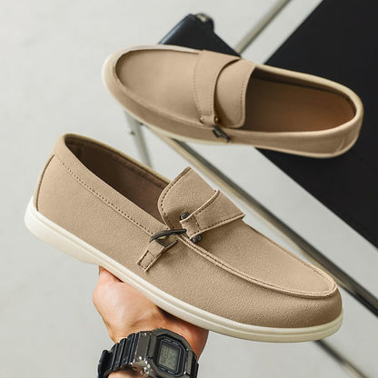 Seabrook Suede Slip-On Loafers with Cushioned Insole and Hook-Detail Strap - The Southern AtelierSKU_1791064156722_730