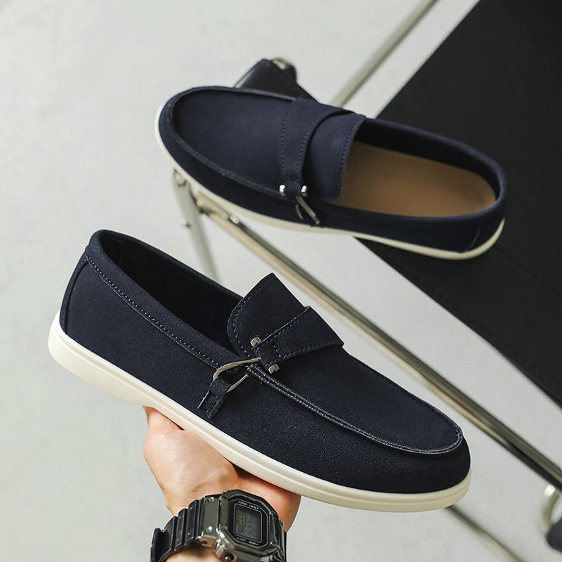Seabrook Suede Slip-On Loafers with Cushioned Insole and Hook-Detail Strap - The Southern AtelierSKU_1791064156722_779