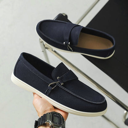 Seabrook Suede Slip-On Loafers with Cushioned Insole and Hook-Detail Strap - The Southern AtelierSKU_1791064156722_779