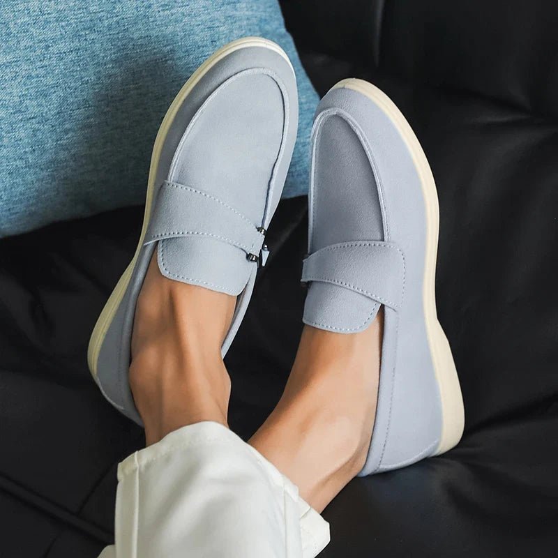 Seabrook Suede Slip-On Loafers with Cushioned Insole and Hook-Detail Strap - The Southern AtelierSKU_1791064156722_792