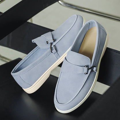 Seabrook Suede Slip-On Loafers with Cushioned Insole and Hook-Detail Strap - The Southern AtelierSKU_1791064156722_792