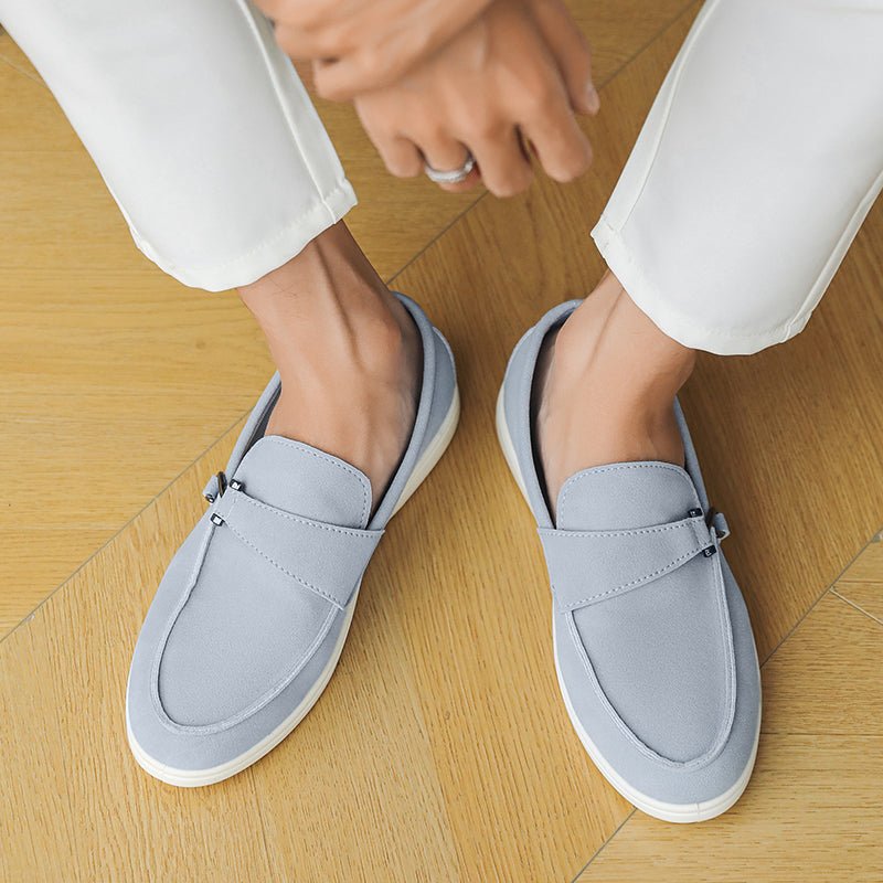 Seabrook Suede Slip-On Loafers with Cushioned Insole and Hook-Detail Strap - The Southern AtelierSKU_1791064156722_792