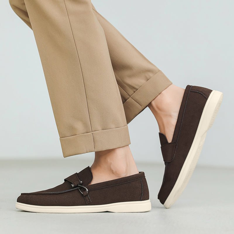 Seabrook Suede Slip-On Loafers with Cushioned Insole and Hook-Detail Strap - The Southern AtelierSKU_1791064156722_897