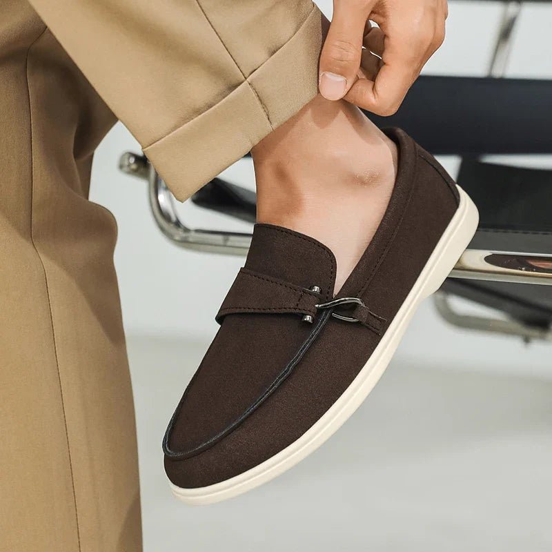 Seabrook Suede Slip-On Loafers with Cushioned Insole and Hook-Detail Strap - The Southern AtelierSKU_1791064156722_897